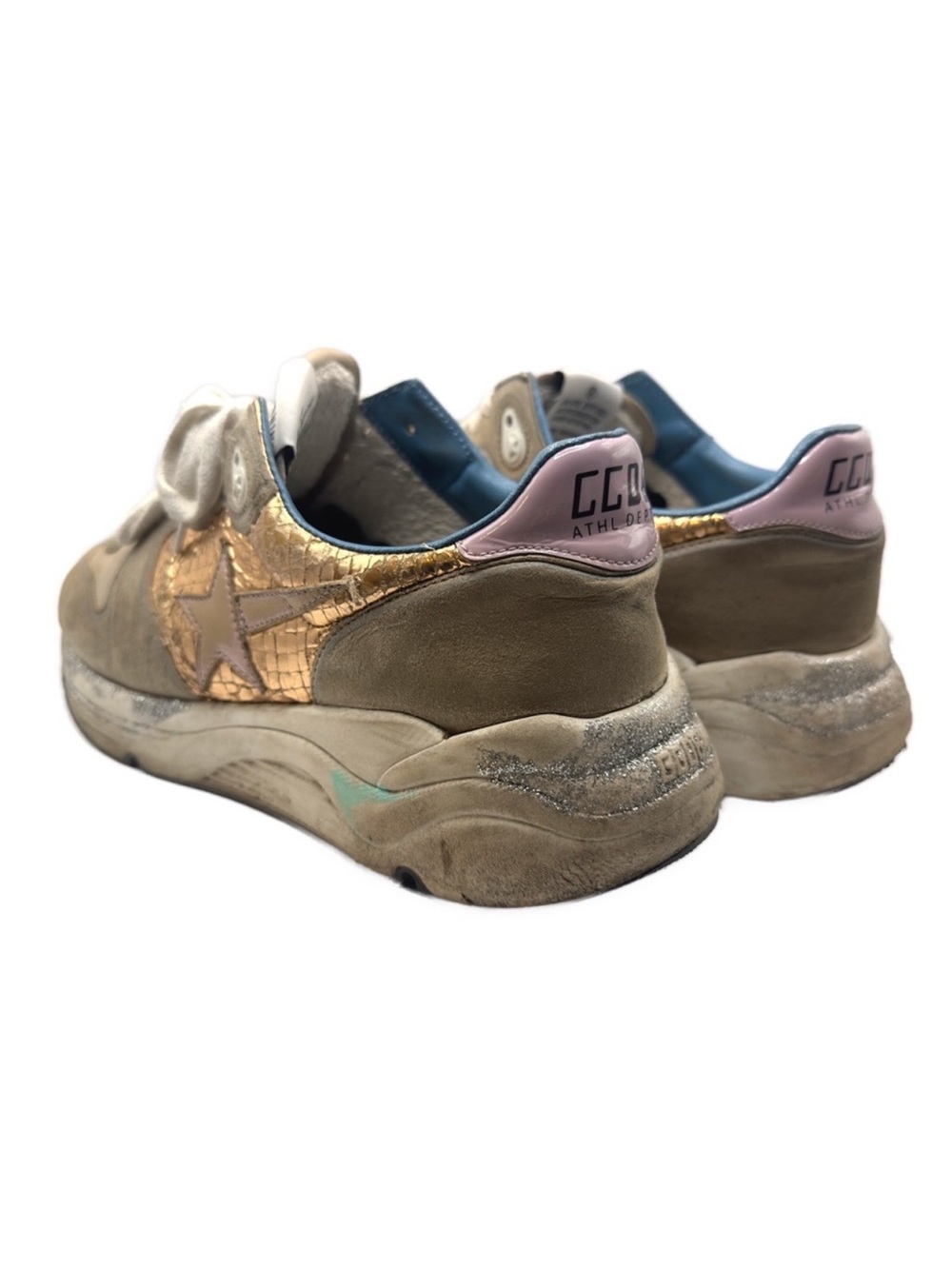 Golden Goose Running Tan and Gold Sneakers 40 - Picture 4 of 15